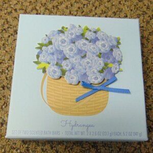 Hydrangea Scented Bath Soap Bars Set of 2 in Gift Box Moisturizing White